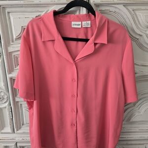 Liz Baker Pink Button-Front Camp Collar Top